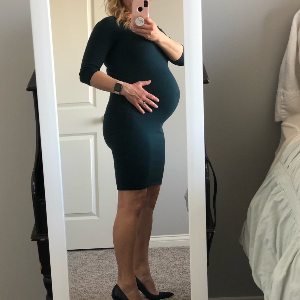 H&M emerald green maternity sweater dress